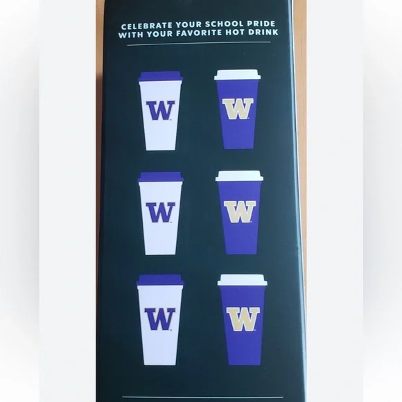 Starbucks University of Washington Huskies (Dawgs) Reusable Hot Cups Set NEW - Picture 2 of 4